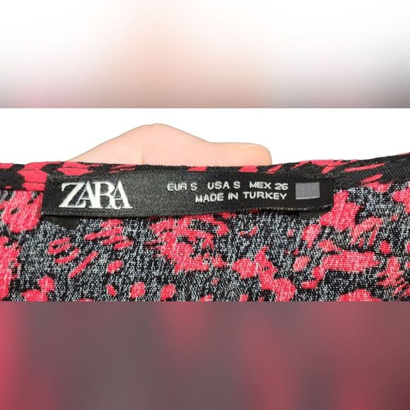 ZARA Dress Mini Short Ruffle Sexy‎ Long Sleeve Black Red Babydoll Whimsygoth S - Picture 13 of 15